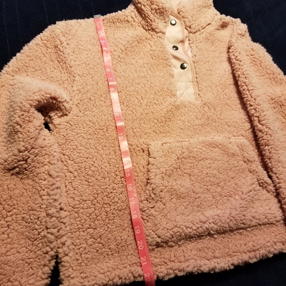 Wallflower Sherpa Cozy Lightweight Pullover Jacket Front Kangaroo Pocket - Picture 7 of 10